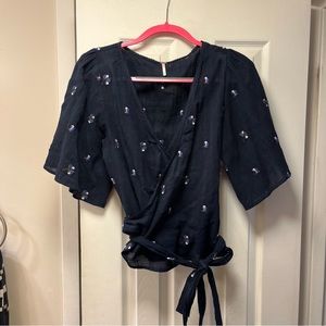 Free People Floral Wrap Top. Size Small.